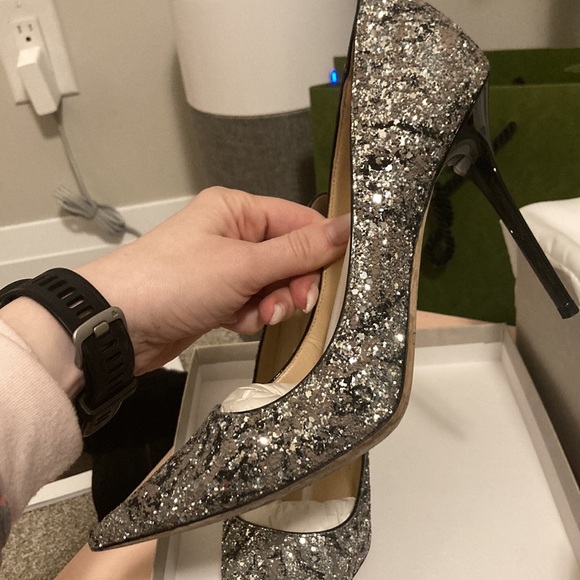 Jimmy Choo Abel silver and valet pink sparkle shoes. - Picture 10 of 12